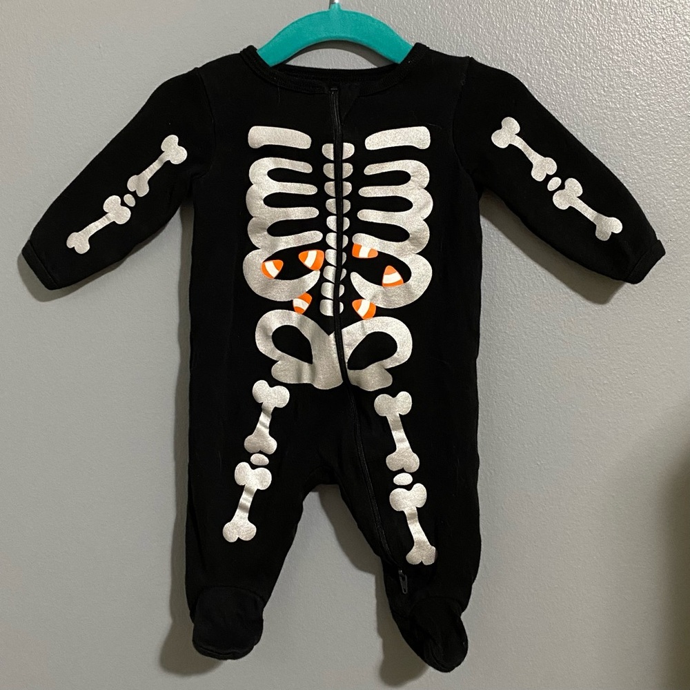 Skeleton and Candy Corn Footie Pajama